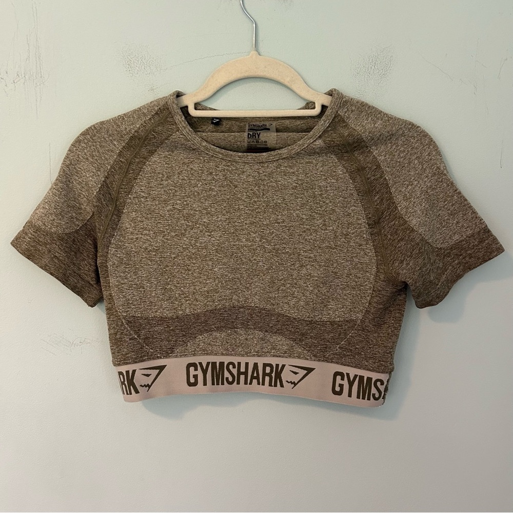 Gymshark Khaki/Sand Green Flex Short Sleeve Crip Top Size Large